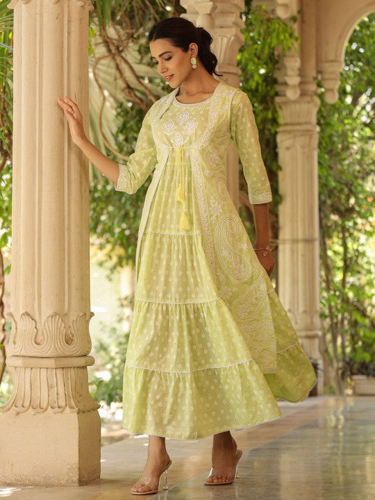 Women's Fit & Flare Maxi Dress with Ethnic Motif Embroidery-1