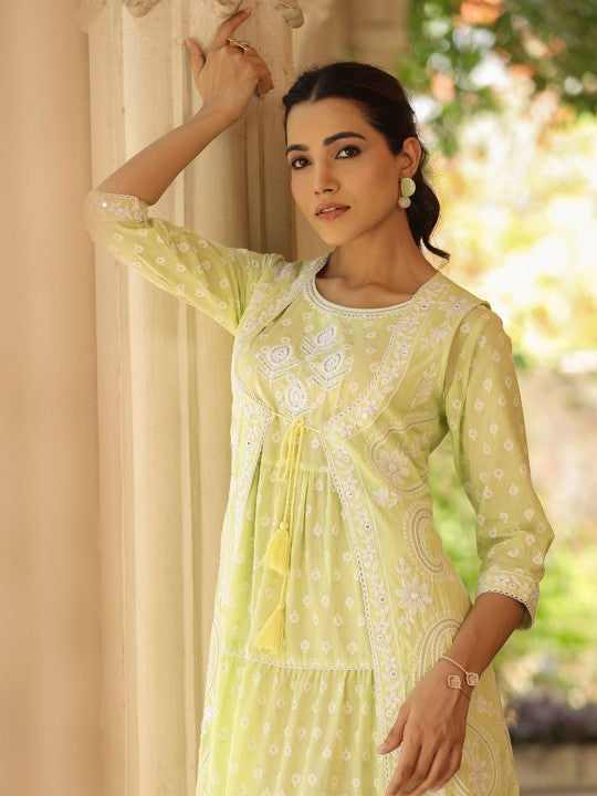 Women's Fit & Flare Maxi Dress with Ethnic Motif Embroidery-3