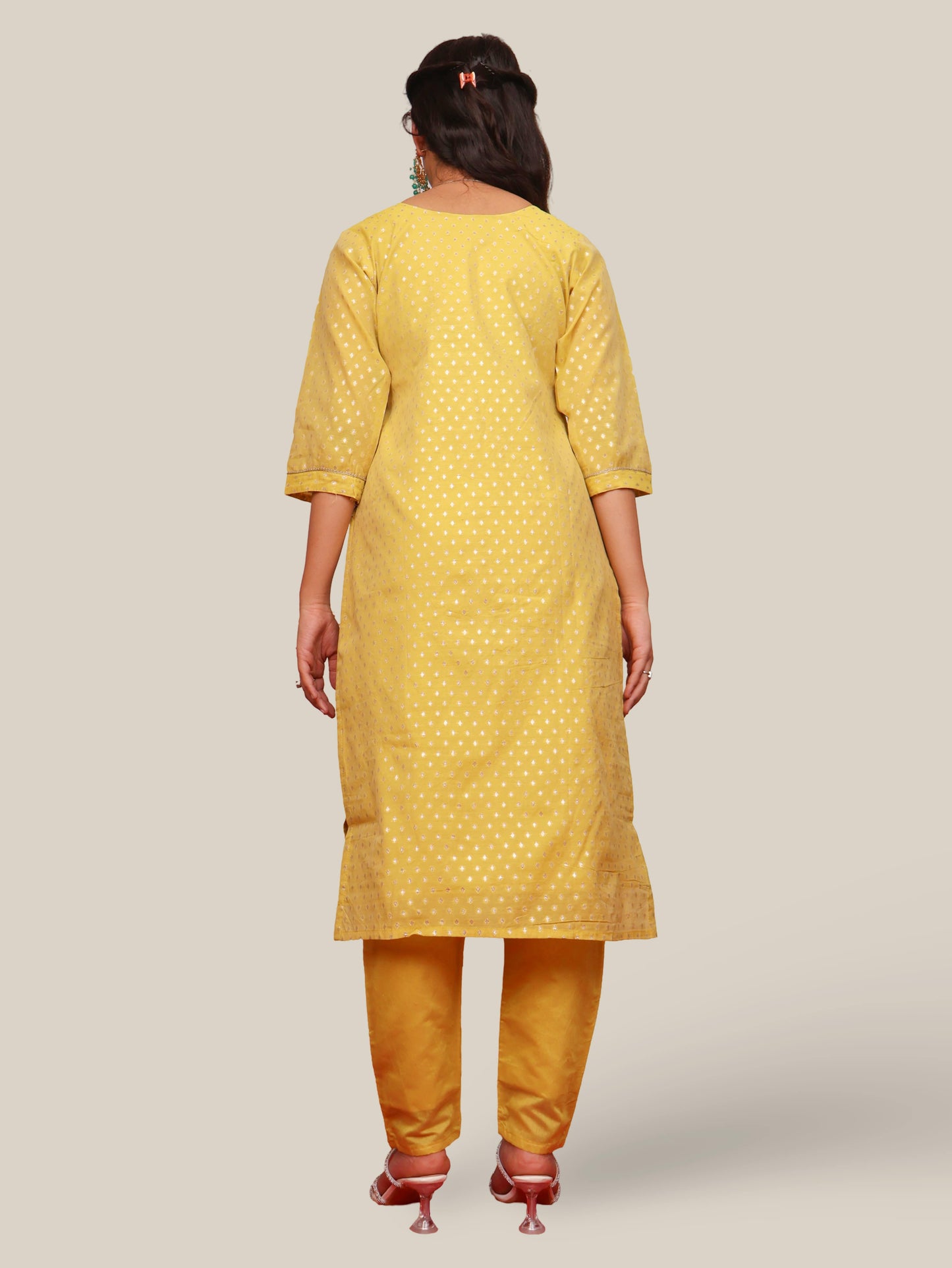 Silk Straight Kurti with Embroidery, Paired with Pant and Dupatta-2