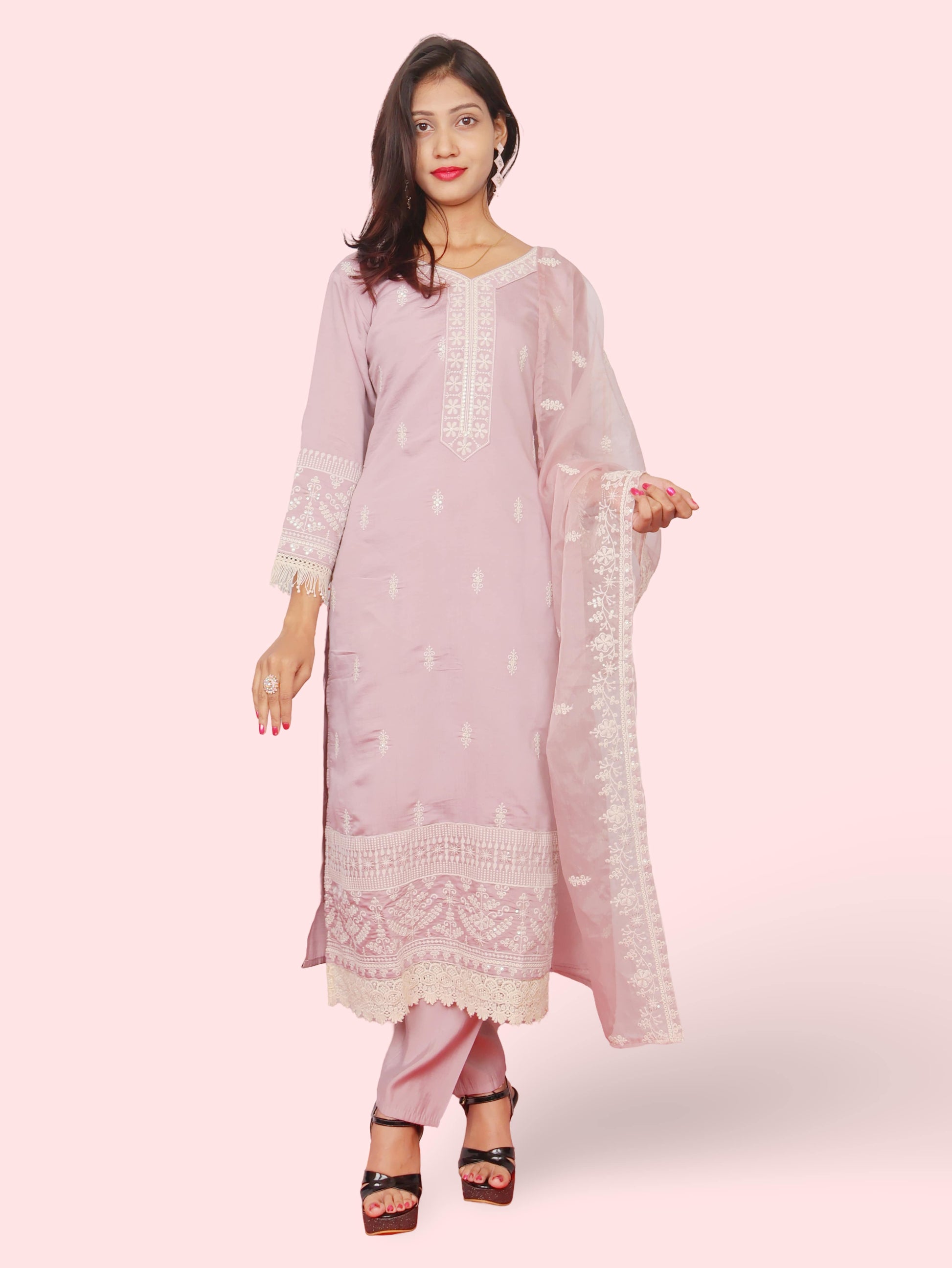 Women's Cotton-Silk Straight Suit with Dupatta-0