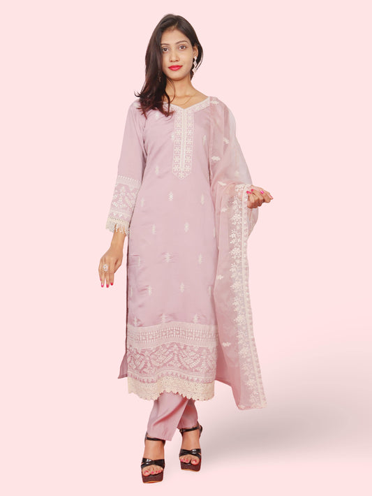 Women's Cotton-Silk Straight Suit with Dupatta-0