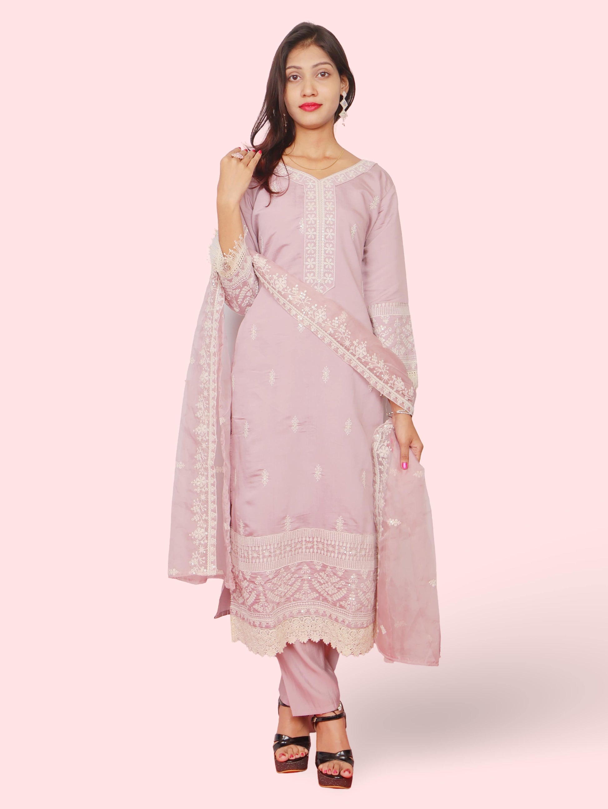 Women's Cotton-Silk Straight Suit with Dupatta-4