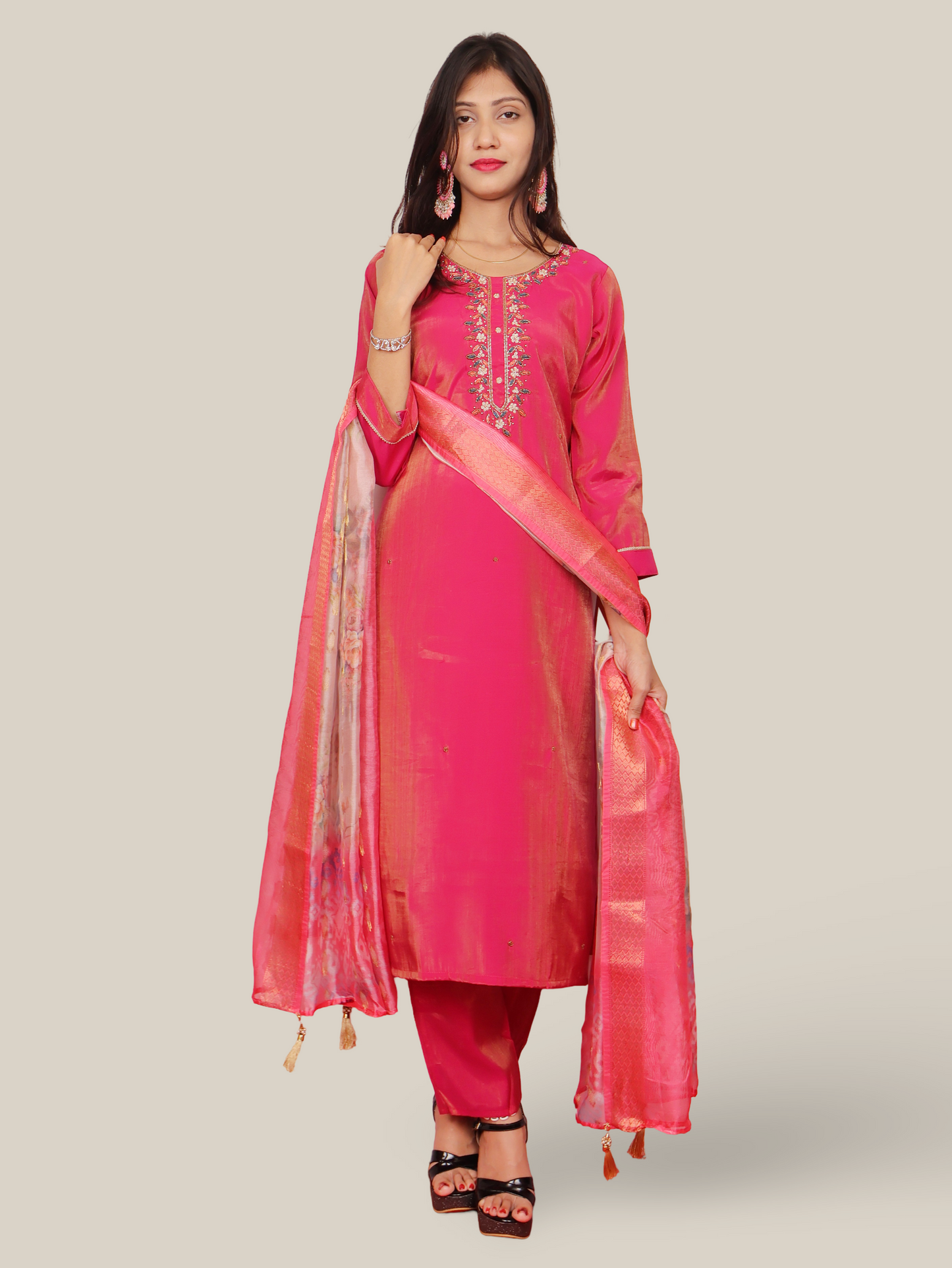 Women's Straight Kurta-Pant, and Dupatta Set-4