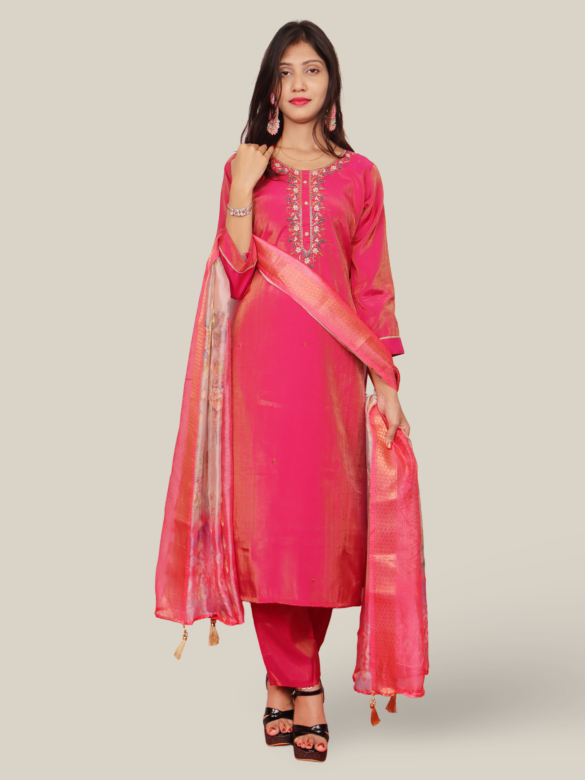 Women's Straight Kurta-Pant, and Dupatta Set-4