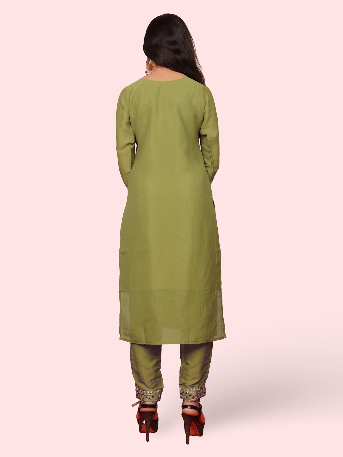 Woman Straight Suit Set with Pant-Dupatta-2