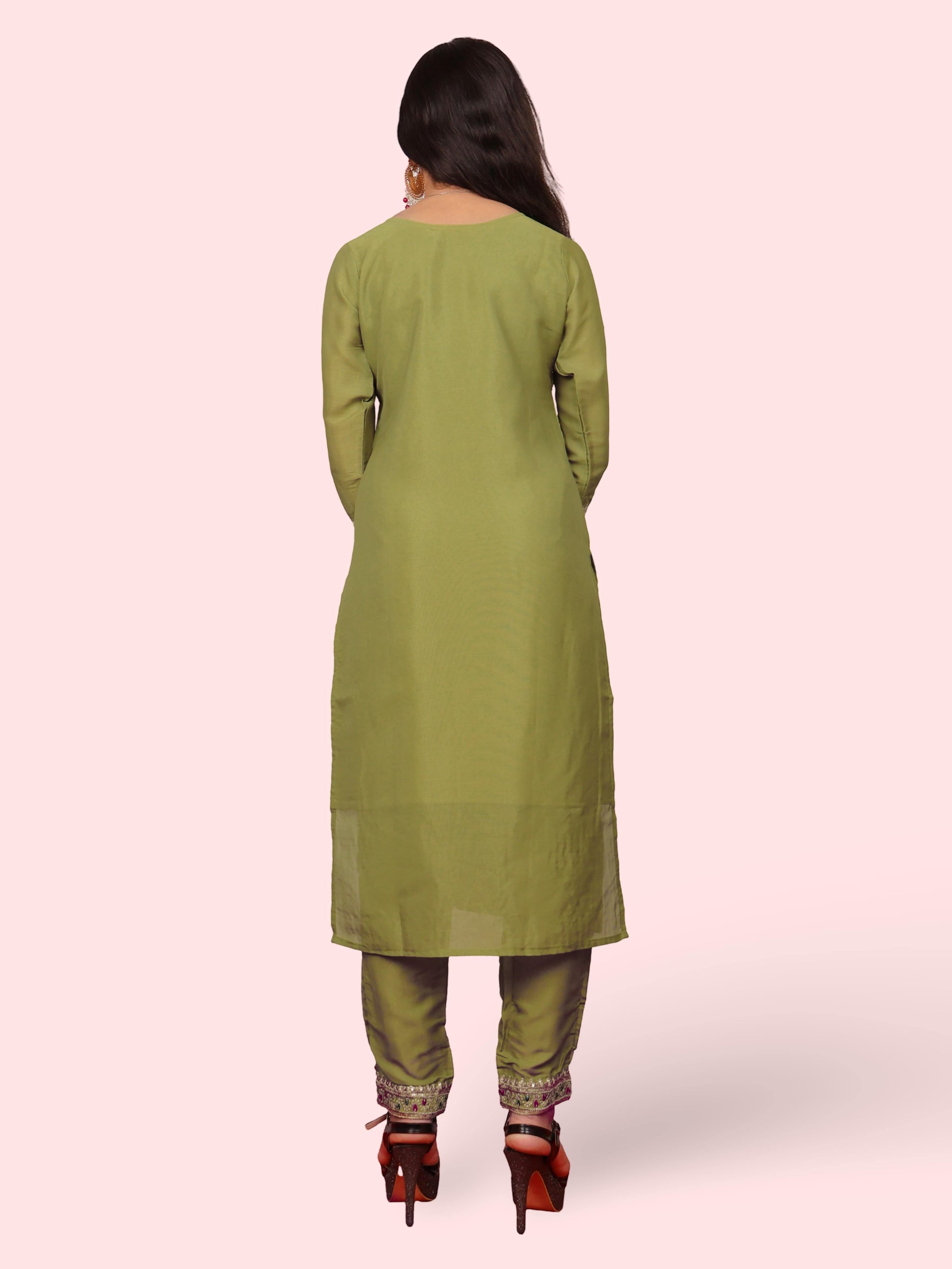 Woman Straight Suit Set with Pant-Dupatta-2
