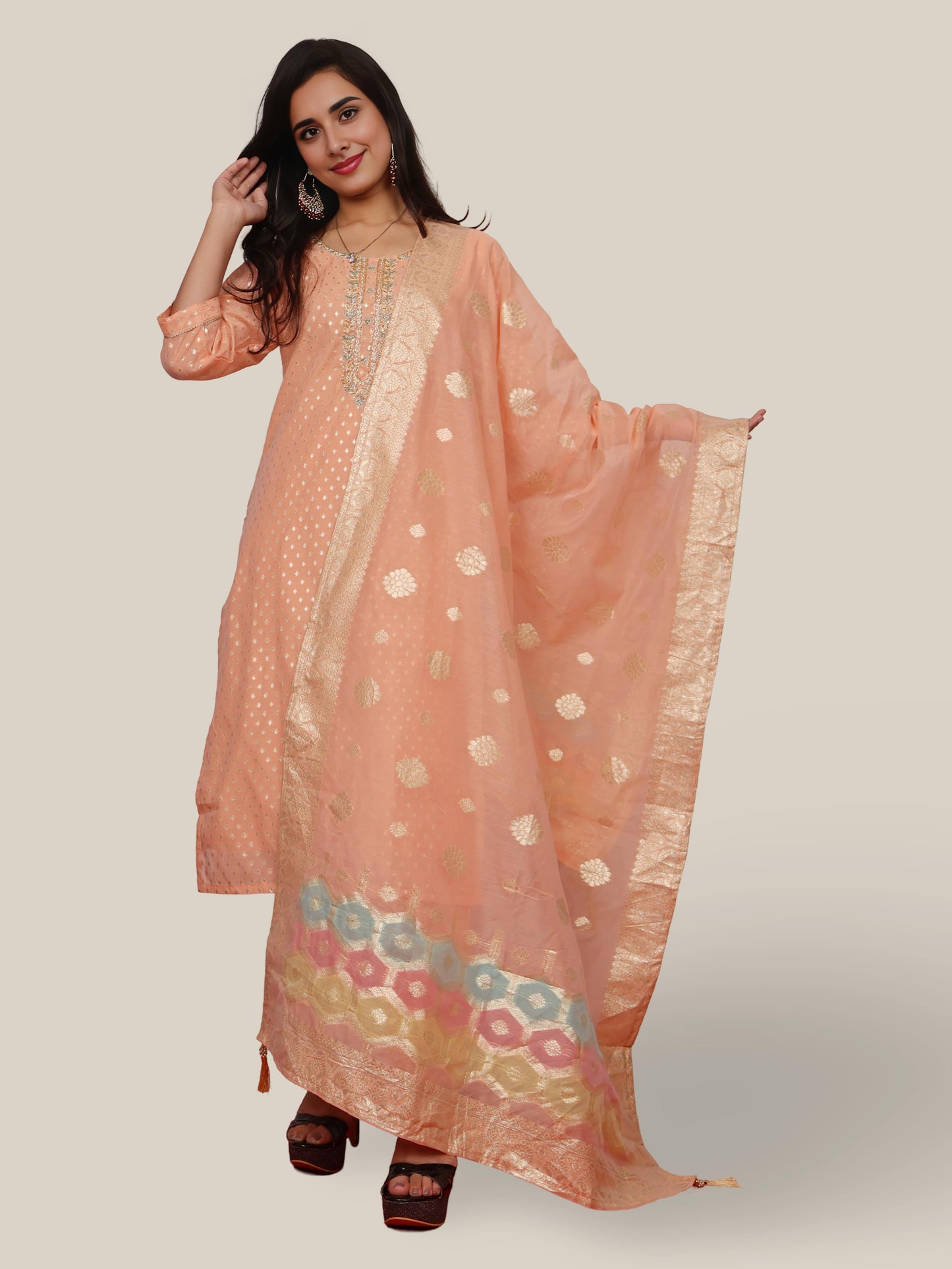 Woman's Straight Suit Set with Dupatta-4