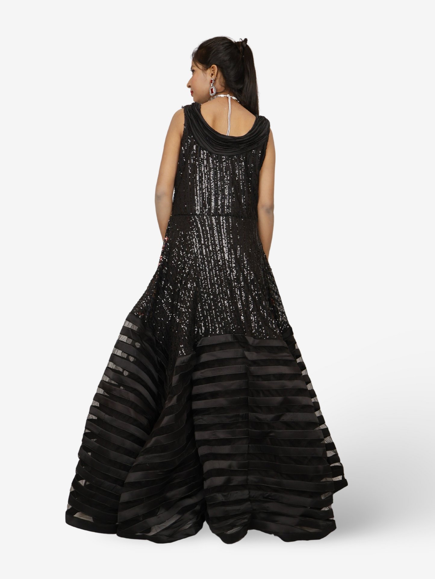 Gown with heavy Rose Gold & Gold Sequin Work-2