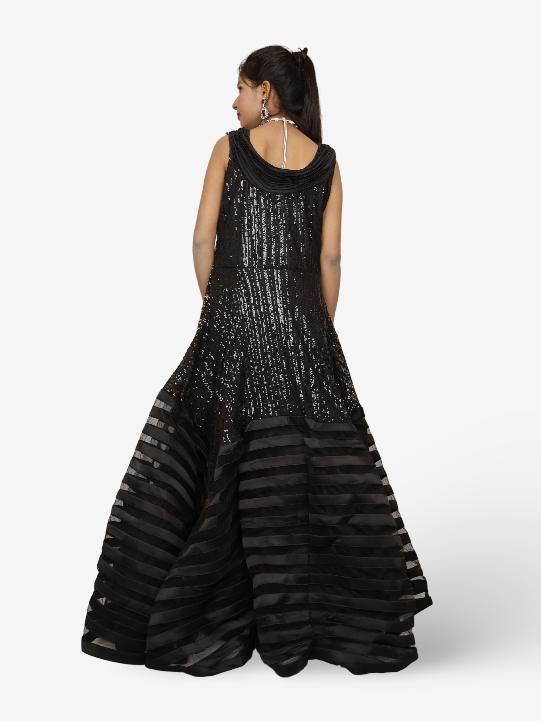 Gown with heavy Rose Gold & Gold Sequin Work-2