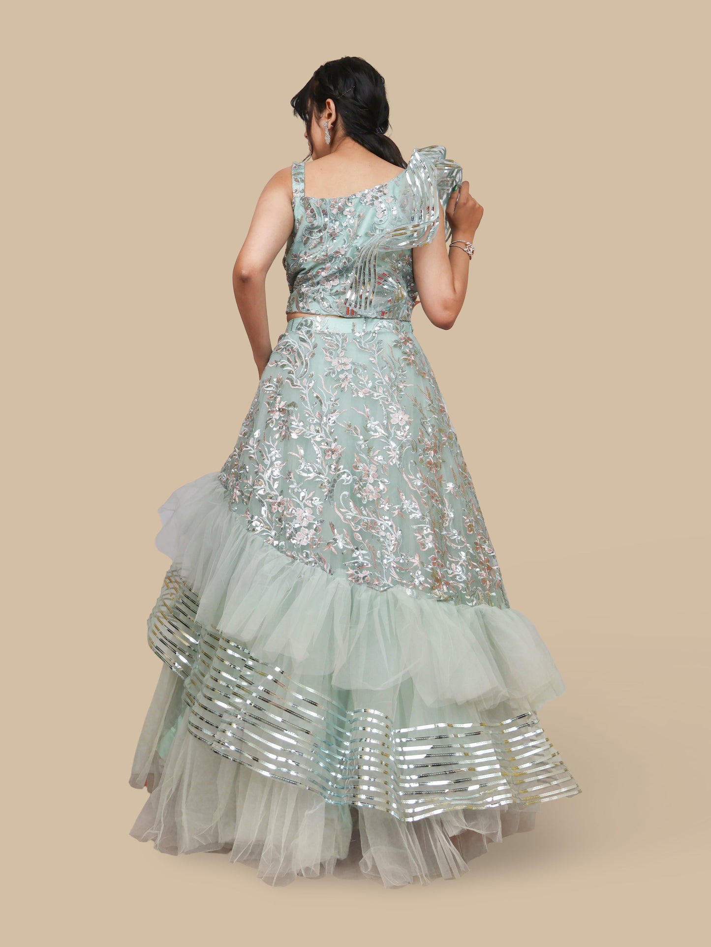 Sequins & Embroidered Lehenga Choli Set-2