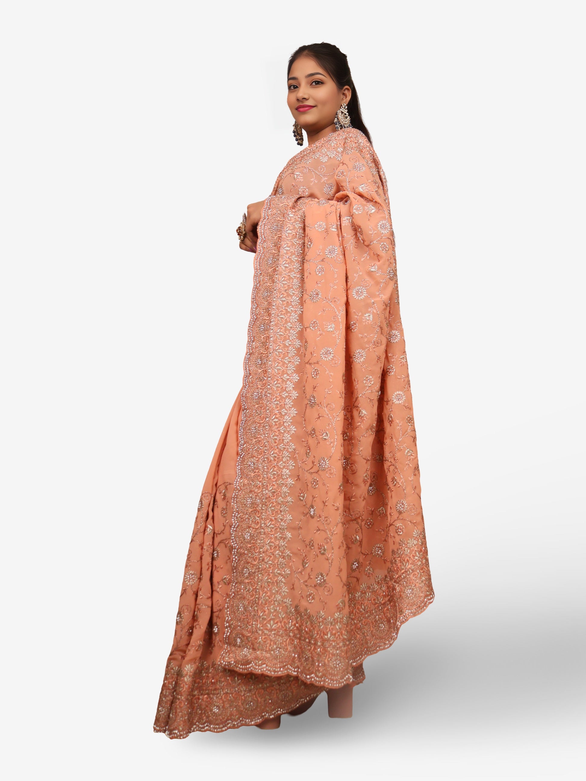 Designer Saree with Stone & Embroidery Work by Shreekama-1