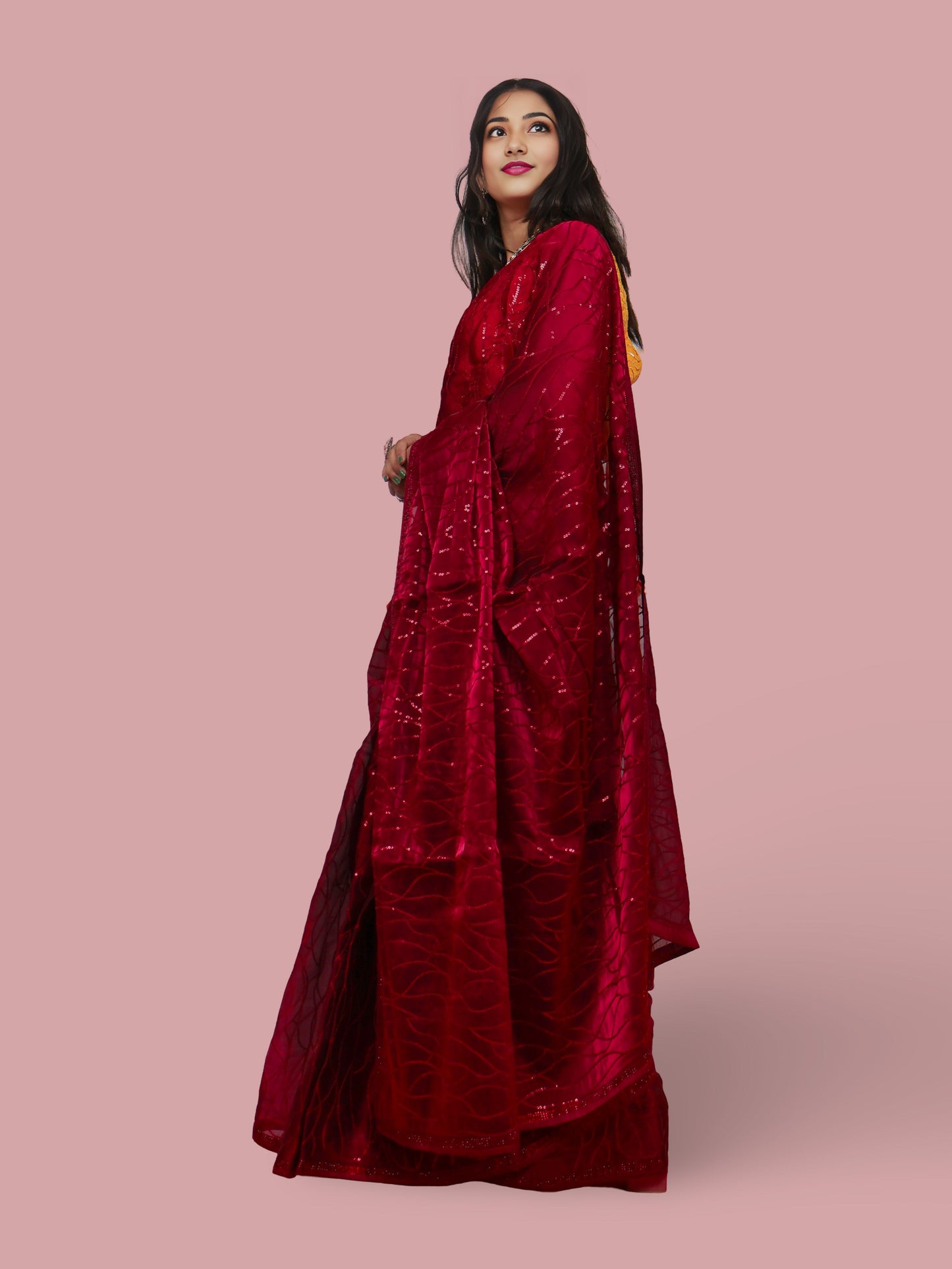 Designer Saree with Heavy Sequin & Stone Work by Shreekama-1