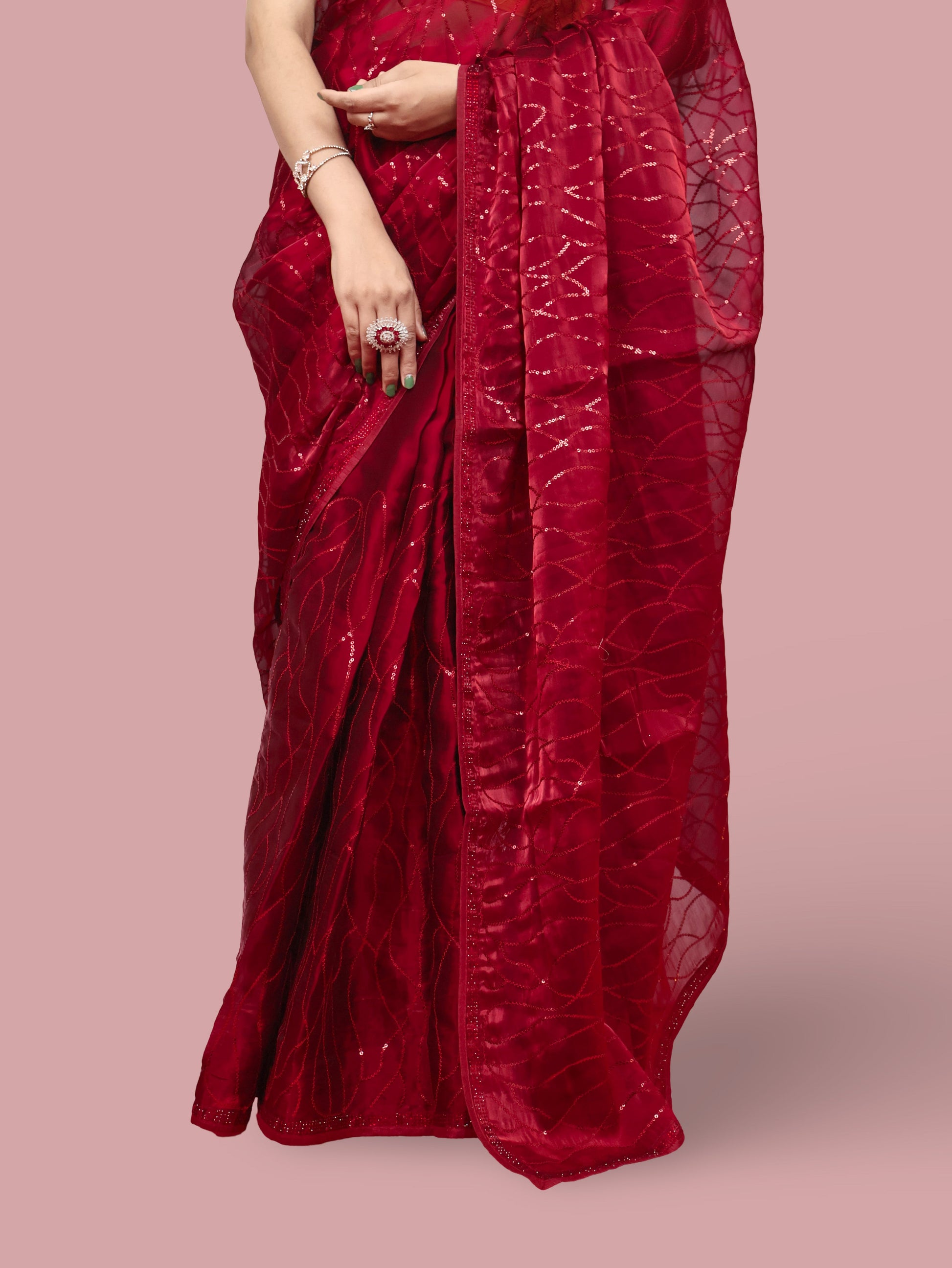 Designer Saree with Heavy Sequin & Stone Work by Shreekama-4