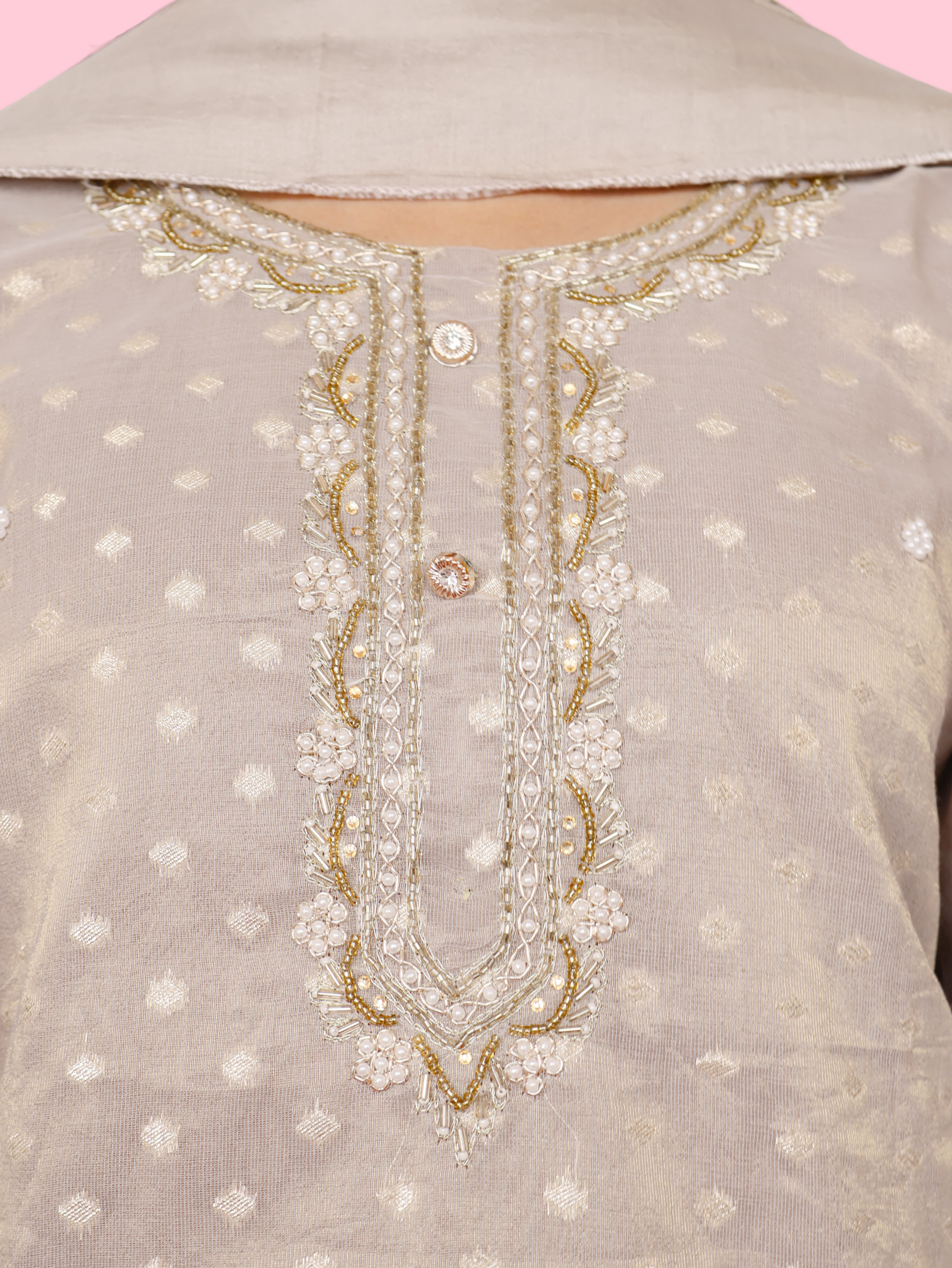 Silk Embroidered Straight Kurti with Pant and Dupatta-4